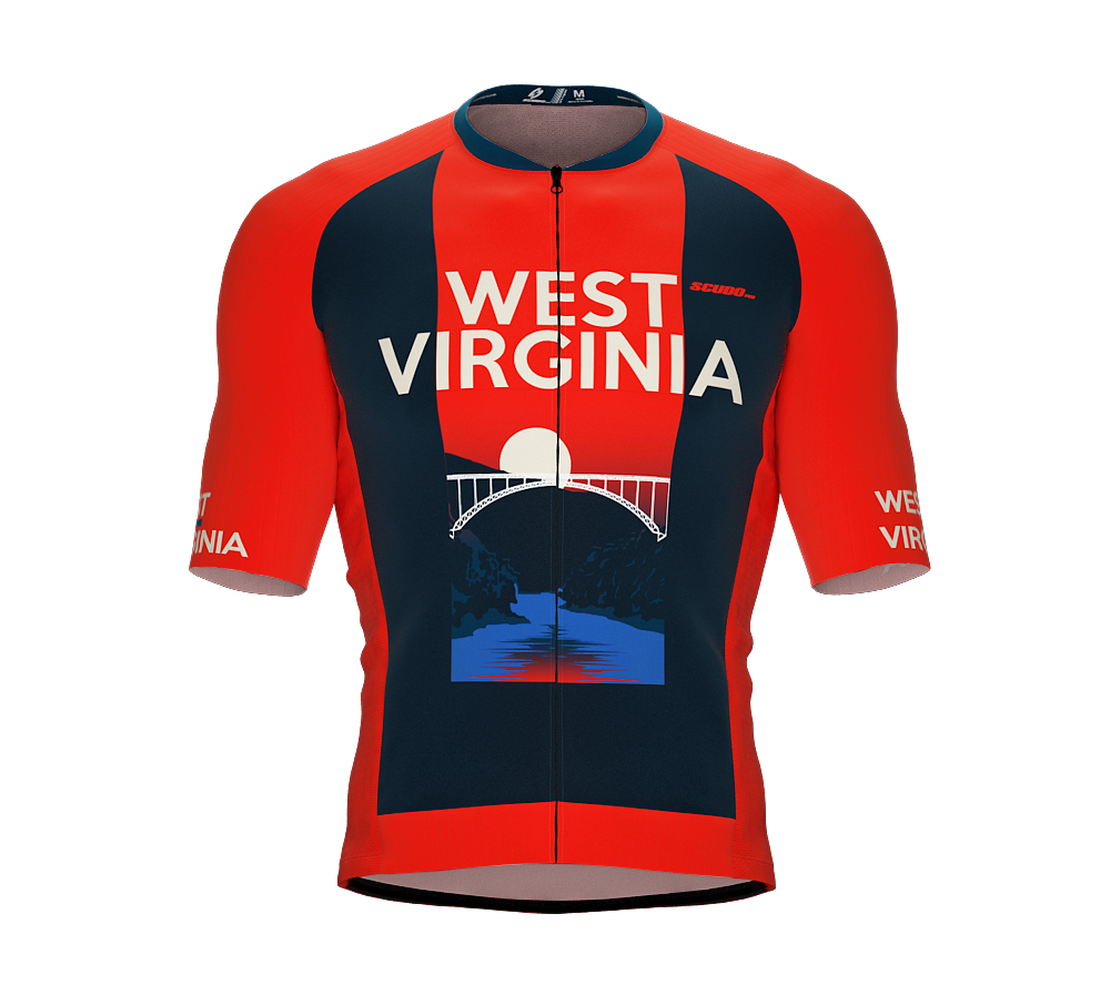 ScudoPro Pro-Elite Short Sleeve Cycling Jersey West Virginia USA State Icon landmark symbol identity  | Men and Women