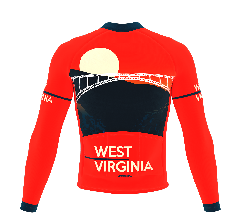 ScudoPro Pro Thermal Long Sleeve Cycling Jersey West Virginia USA state Icon landmark identity  | Men and Women