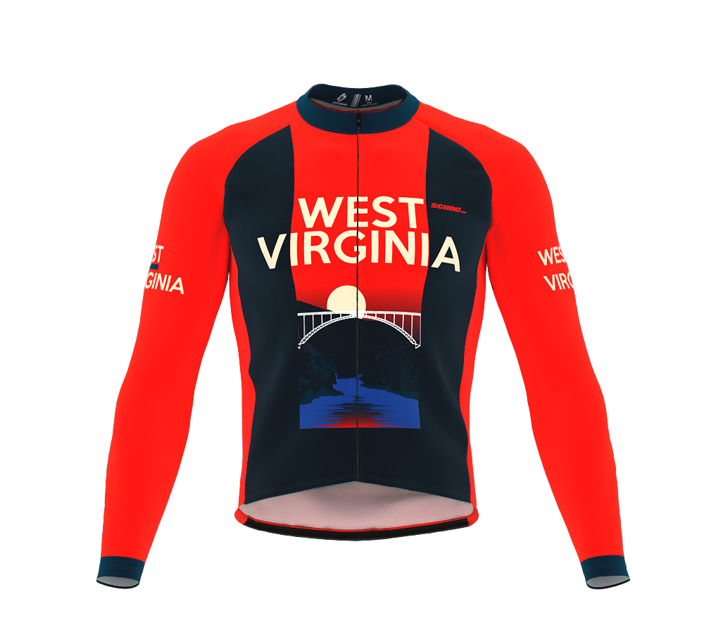 ScudoPro Pro Thermal Long Sleeve Cycling Jersey West Virginia USA state Icon landmark identity  | Men and Women
