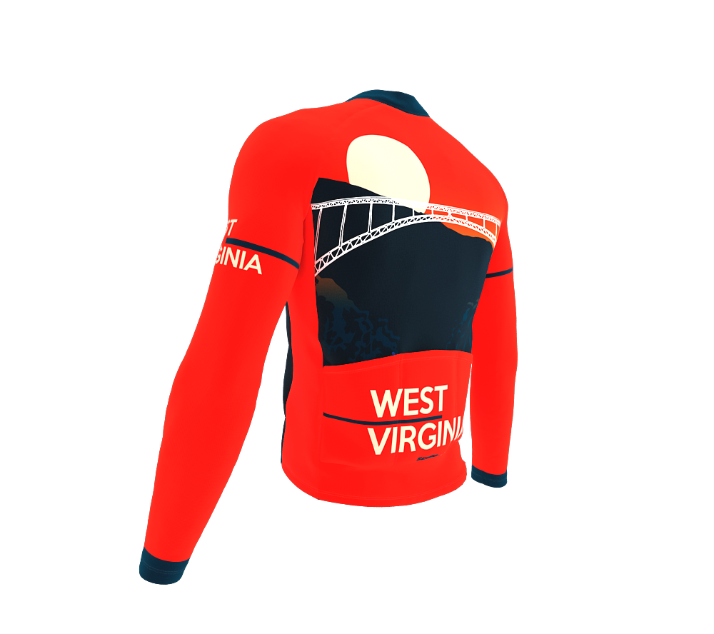 ScudoPro Pro Thermal Long Sleeve Cycling Jersey West Virginia USA state Icon landmark identity  | Men and Women