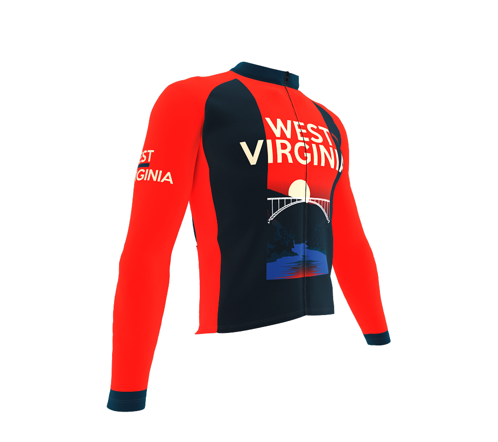ScudoPro Pro Thermal Long Sleeve Cycling Jersey West Virginia USA state Icon landmark identity  | Men and Women
