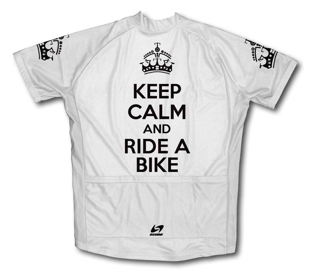 Keep Calm and Ride a Bike White Cycling Jersey