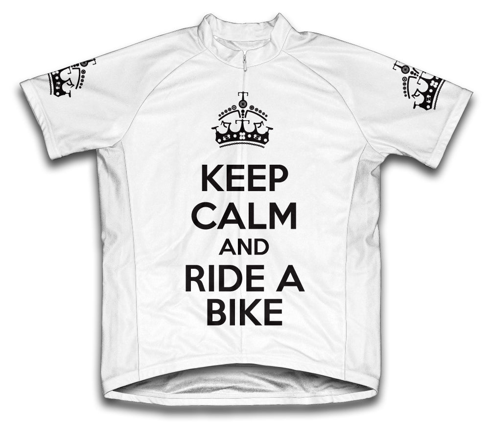Keep Calm and Ride a Bike White Cycling Jersey