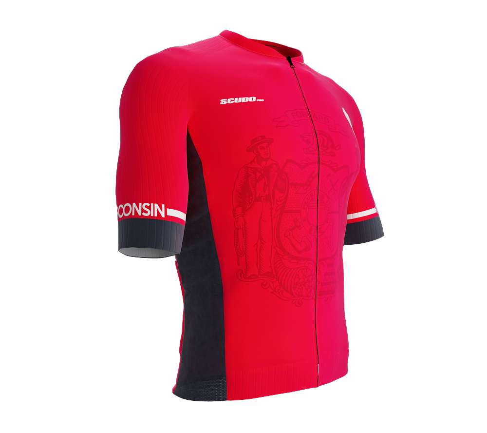 ScudoPro Pro-Elite Short Sleeve Cycling Jersey Wisconsin USA State Icon landmark symbol identity  | Men and Women