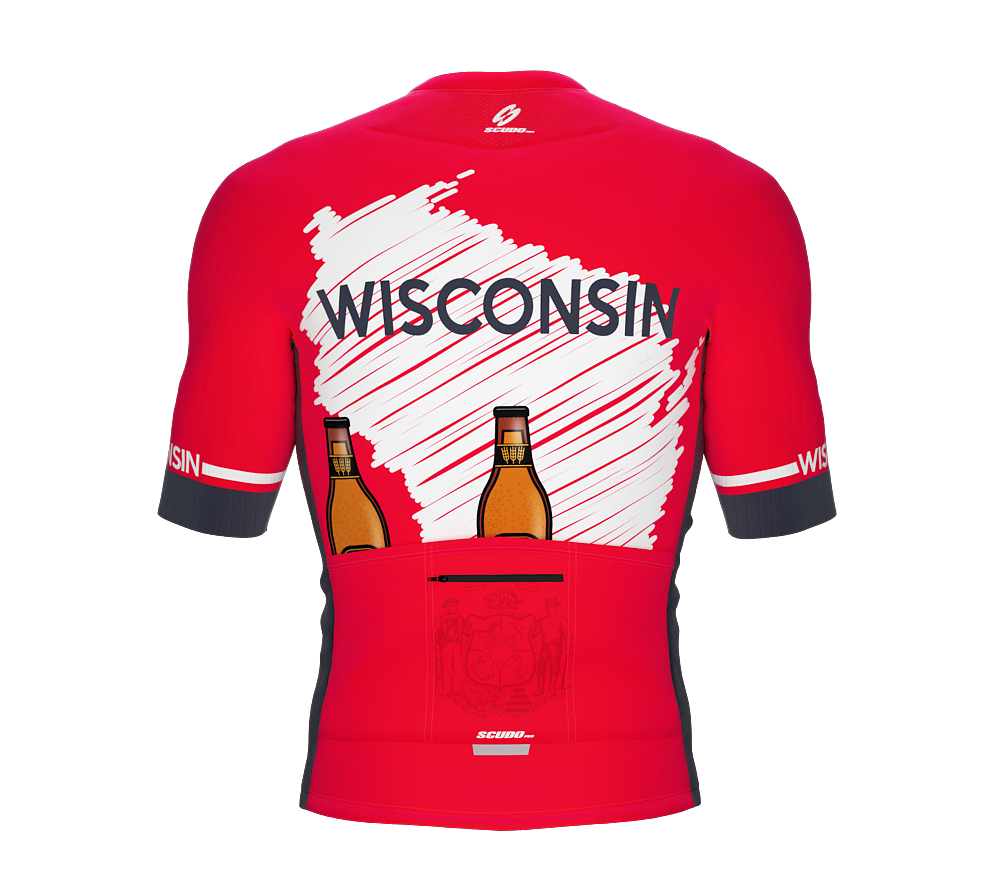 ScudoPro Pro-Elite Short Sleeve Cycling Jersey Wisconsin USA State Icon landmark symbol identity  | Men and Women