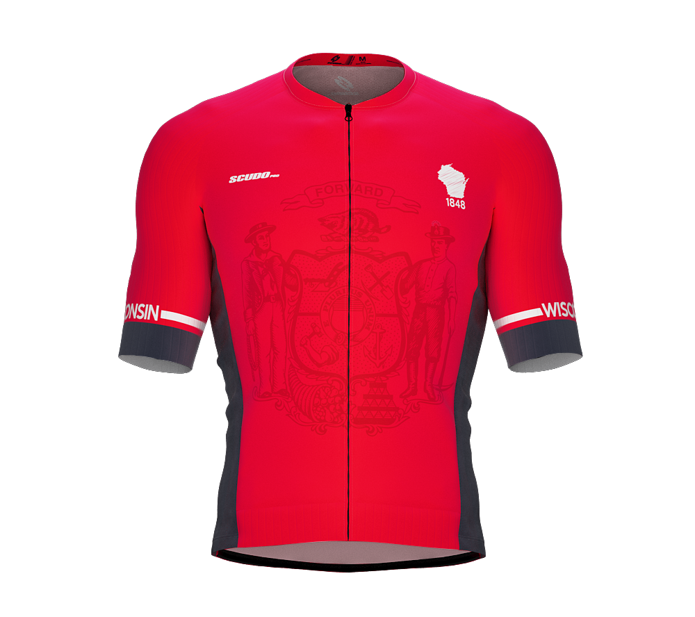 ScudoPro Pro-Elite Short Sleeve Cycling Jersey Wisconsin USA State Icon landmark symbol identity  | Men and Women