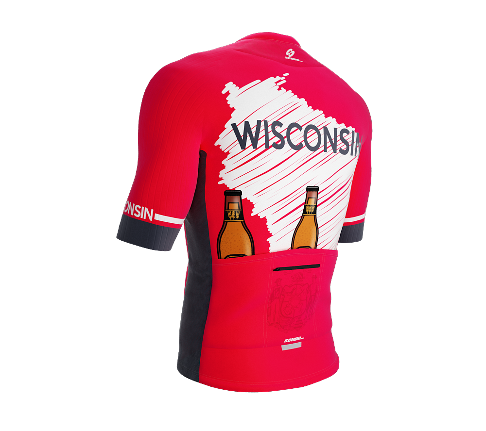 ScudoPro Pro-Elite Short Sleeve Cycling Jersey Wisconsin USA State Icon landmark symbol identity  | Men and Women