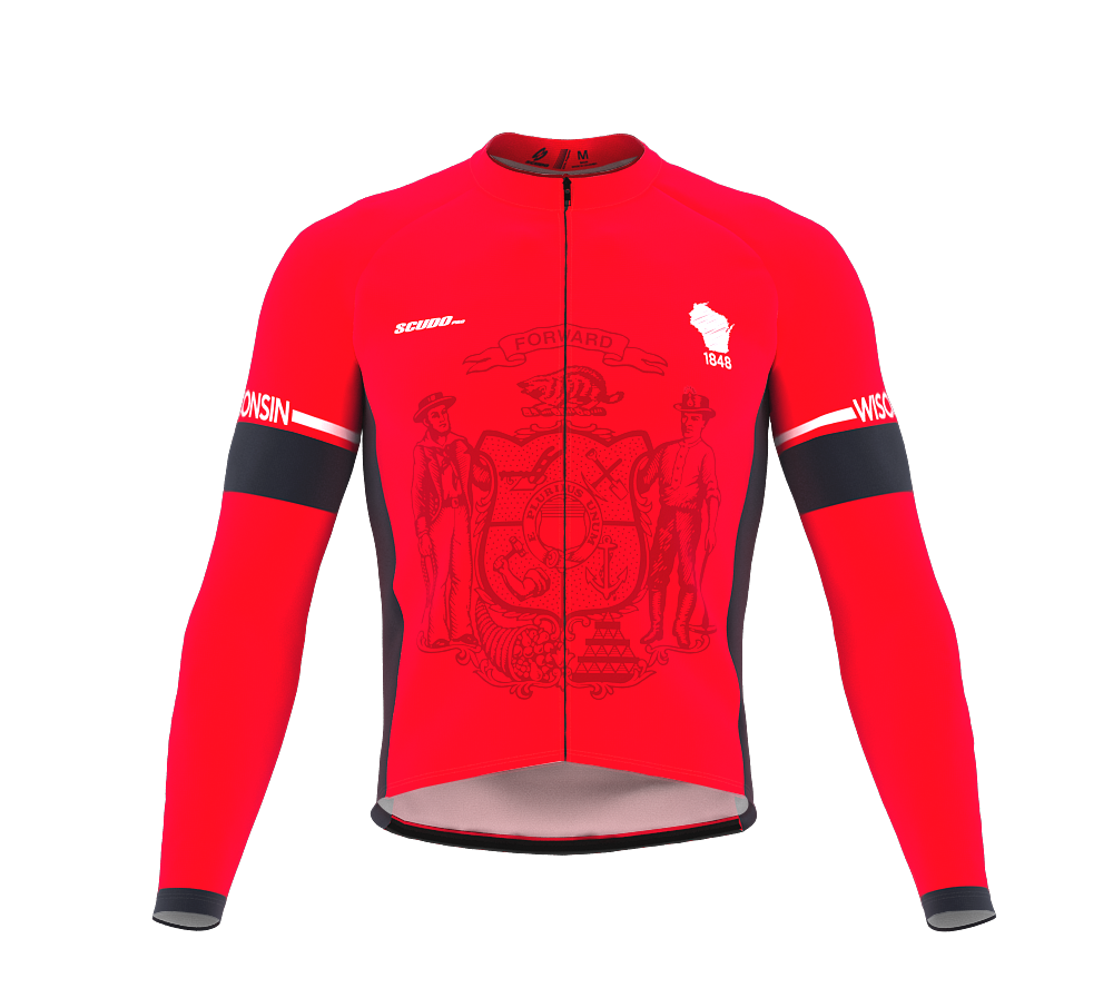 ScudoPro Pro Thermal Long Sleeve Cycling Jersey Wisconsin USA state Icon landmark identity  | Men and Women