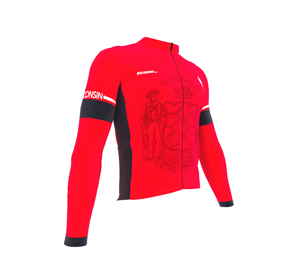 ScudoPro Pro Thermal Long Sleeve Cycling Jersey Wisconsin USA state Icon landmark identity  | Men and Women