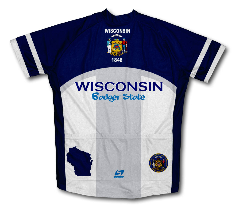 Wisconsin Flag Short Sleeve Cycling Jersey for Men and Women