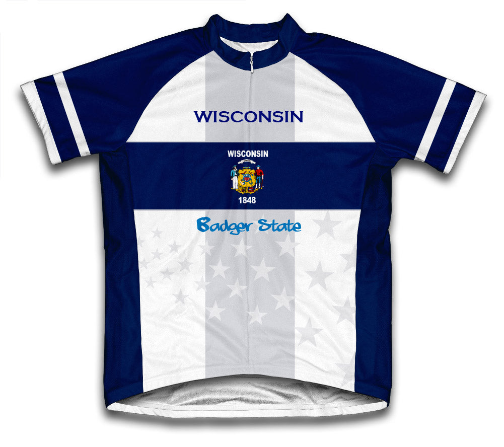 Wisconsin Flag Short Sleeve Cycling Jersey for Men and Women