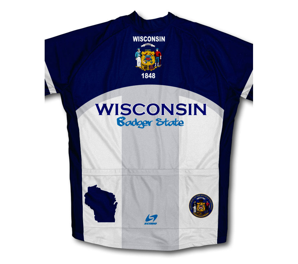 Wisconsin Flag Short Sleeve Cycling Jersey for Men and Women