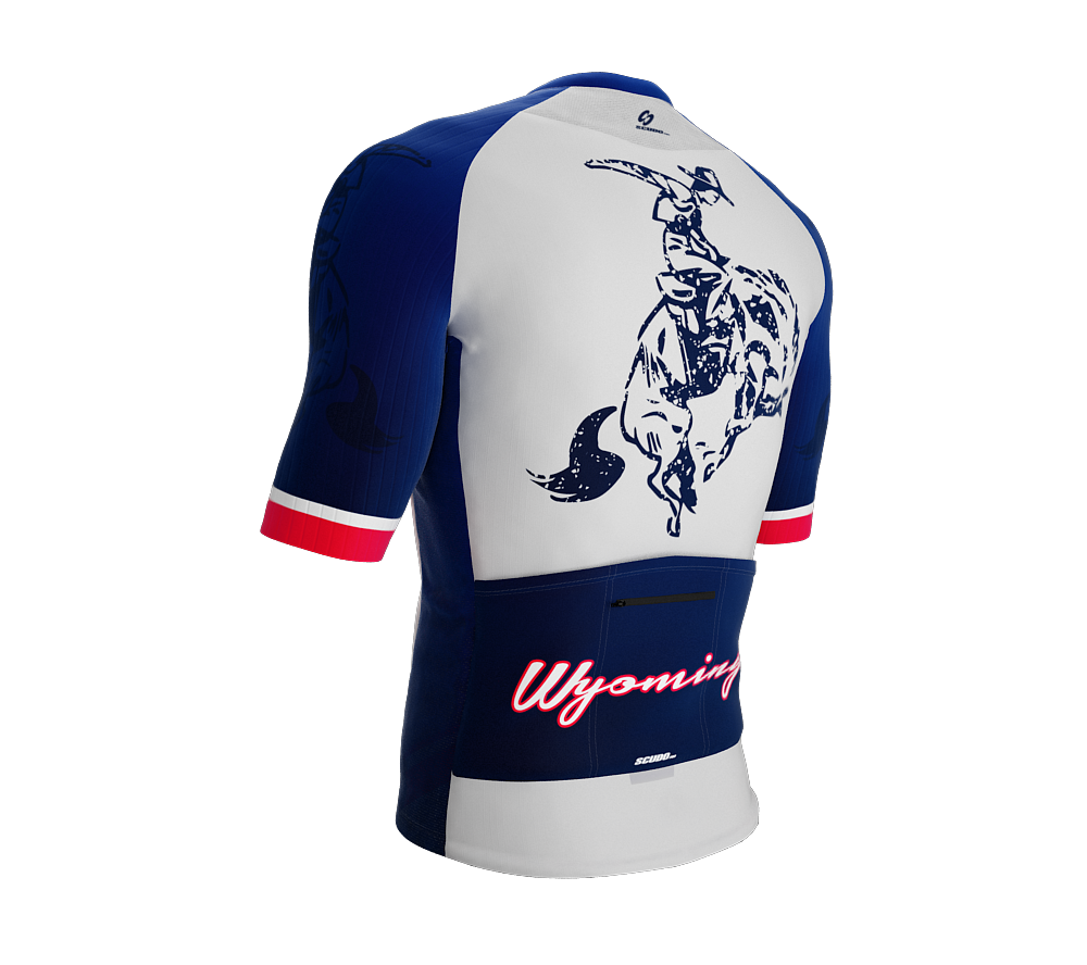 ScudoPro Pro-Elite Short Sleeve Cycling Jersey Wyoming USA State Icon landmark symbol identity  | Men and Women