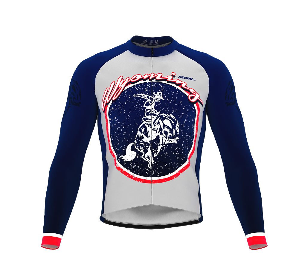 ScudoPro Pro Thermal Long Sleeve Cycling Jersey Wyoming USA state Icon landmark identity  | Men and Women