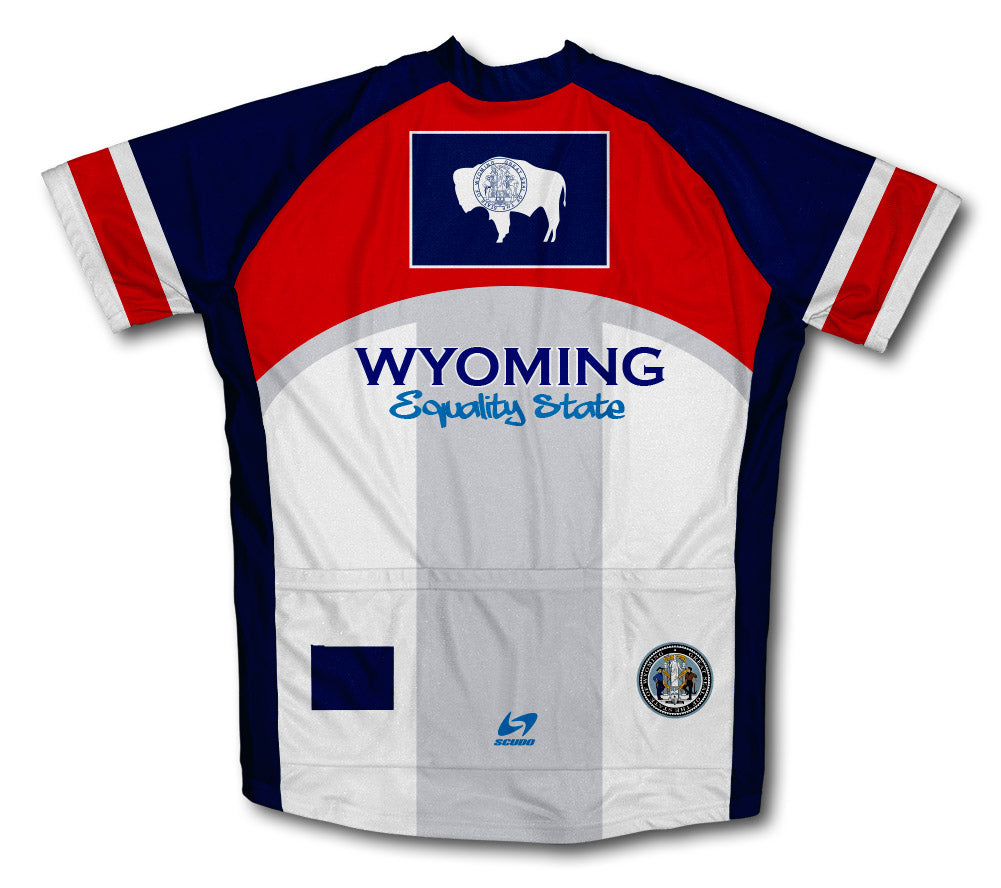 Wyoming Flag Short Sleeve Cycling Jersey for Men and Women