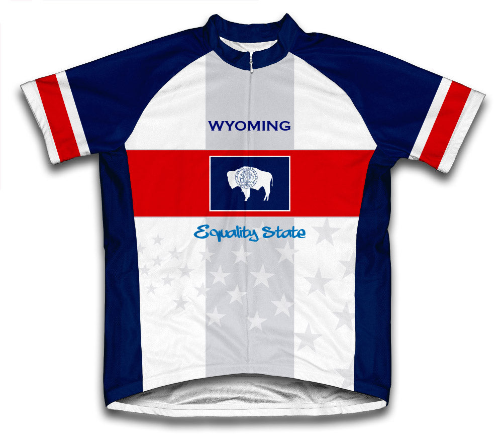 Wyoming Flag Short Sleeve Cycling Jersey for Men and Women