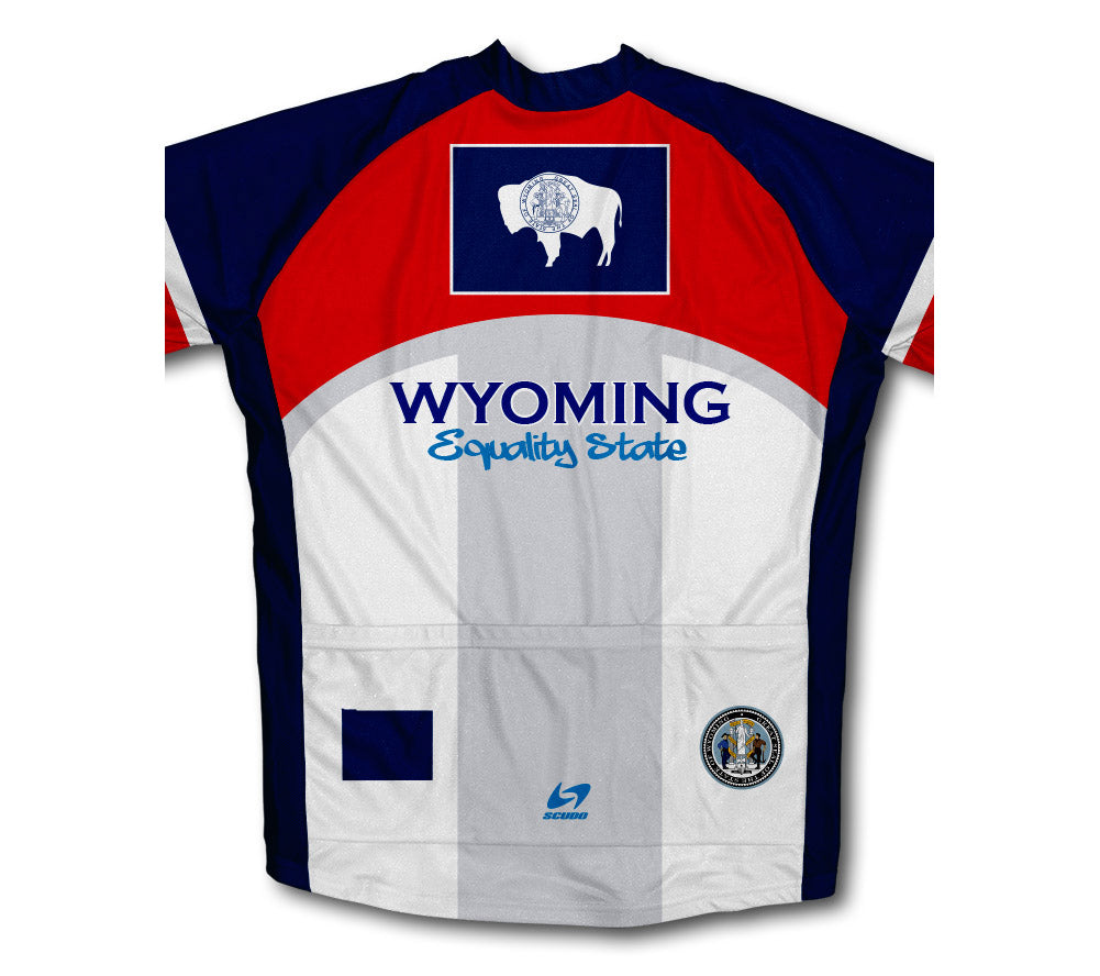 Wyoming Flag Short Sleeve Cycling Jersey for Men and Women