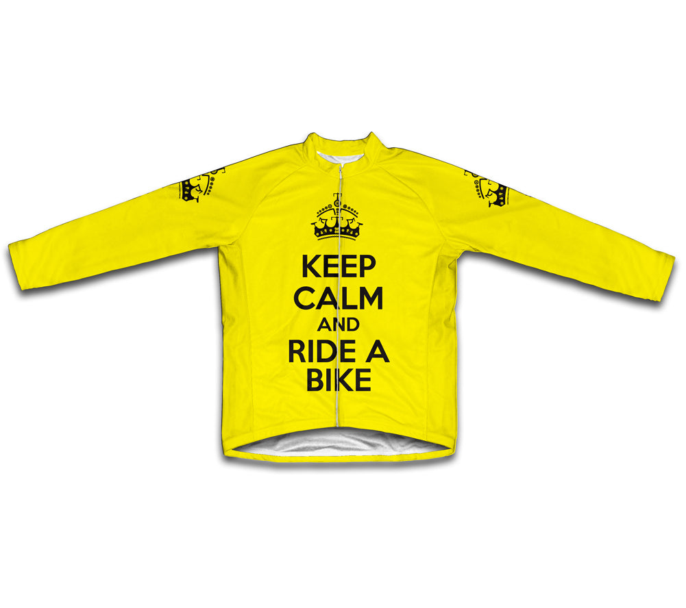 Keep Calm and Ride a Bike Yellow Cycling Jersey Long Sleeve