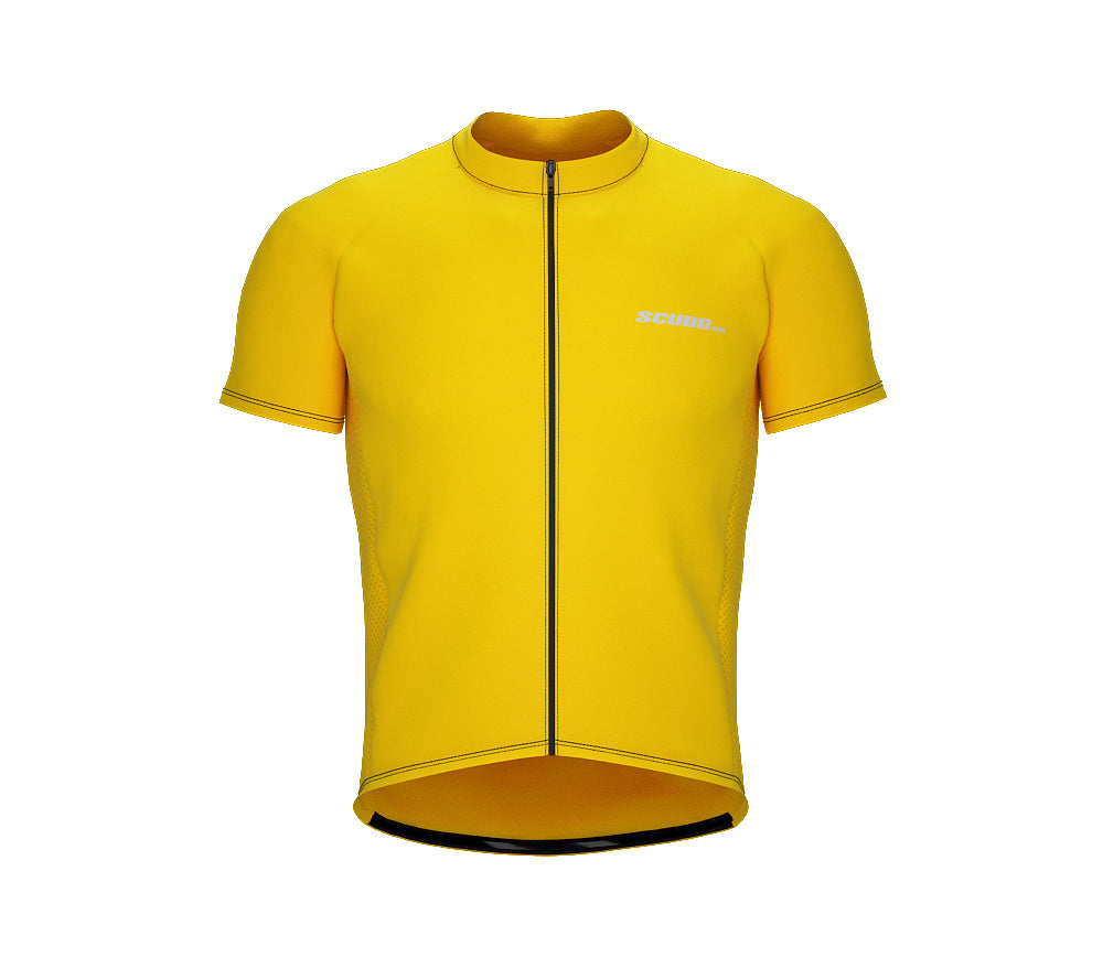 Chroma Contrast |  Short Sleeve Cycling Jersey Yellow - Black zip - Blue seam | Men and Women