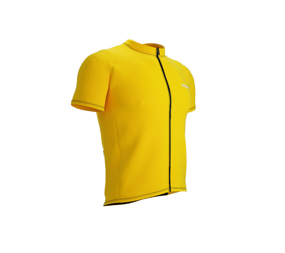 Chroma Contrast |  Short Sleeve Cycling Jersey Yellow - Black zip - Blue seam | Men and Women