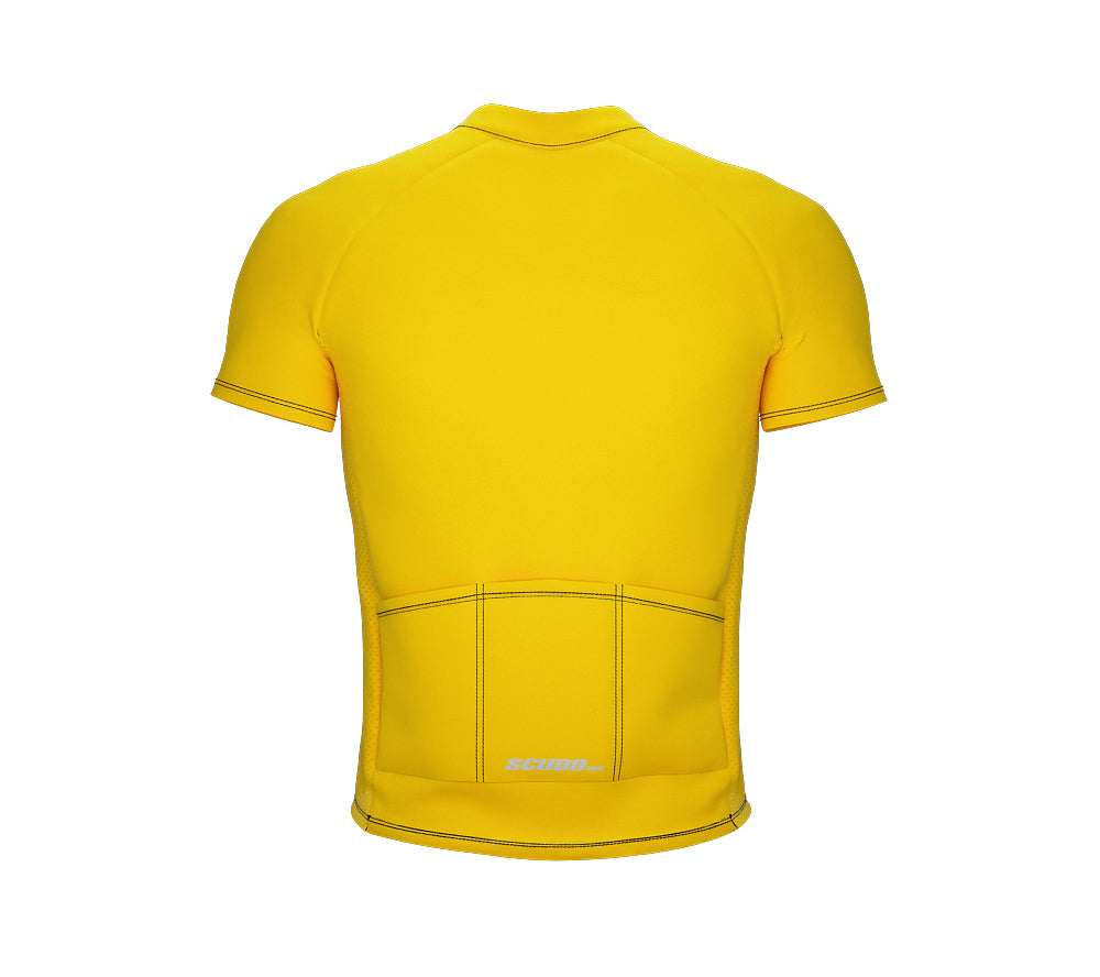 Chroma Contrast |  Short Sleeve Cycling Jersey Yellow - Black zip - Blue seam | Men and Women