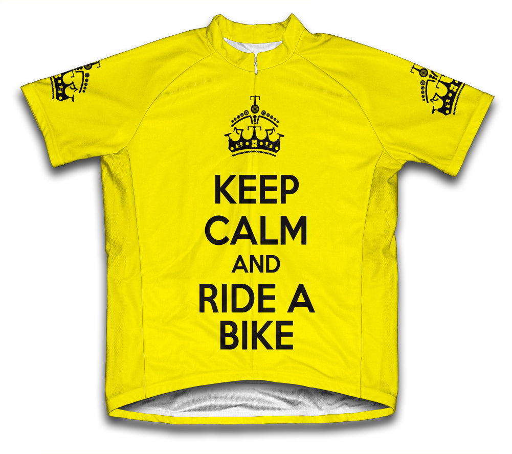 Keep Calm and Ride a Bike Yellow Cycling Jersey