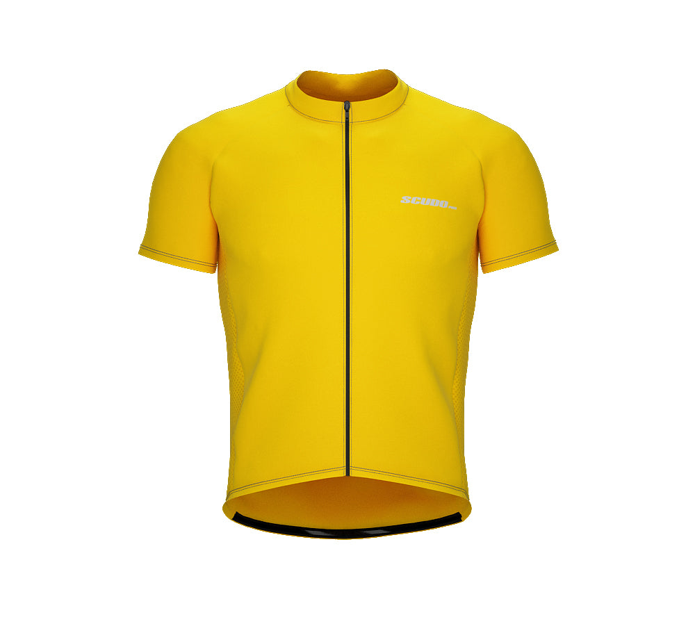 Chroma Contrast |  Short Sleeve Cycling Jersey Yellow - Black zip - Gray seam | Men and Women