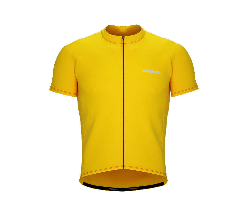 Chroma Contrast |  Short Sleeve Cycling Jersey Yellow - Black zip - Orange seam | Men and Women