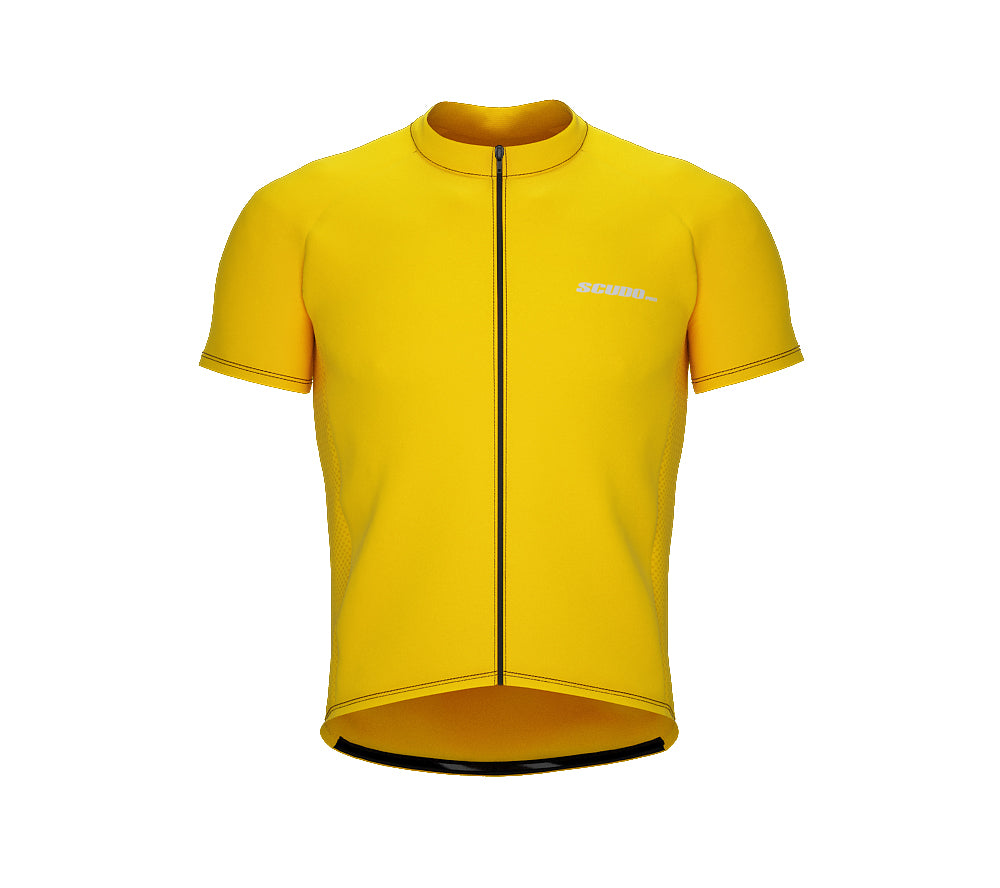 Chroma Contrast |  Short Sleeve Cycling Jersey Yellow - Black zip - Red seam | Men and Women