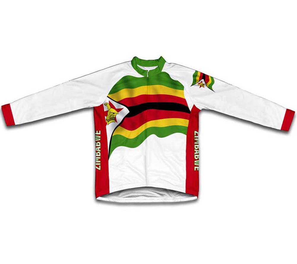 Zimbabwe Flag Winter Thermal Cycling Jersey